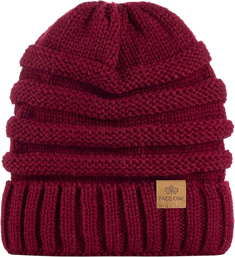 PAGE ONE Womens Winter Beanie Warm Cable Knit Hat Style Stretch Trendy Ribbed Chunky Cap - Image 4